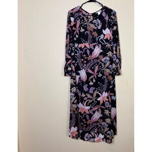 H&M Mama Black Floral Maternity Maxi Dress Small Long Sleeve Lightweight